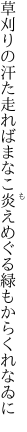 草刈りの汗た走ればまなこ炎え めぐる緑もからくれなゐに