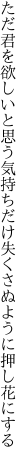 ただ君を欲しいと思う気持ちだけ 失くさぬように押し花にする