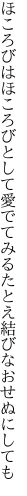 ほころびはほころびとして愛でてみる たとえ結びなおせぬにしても