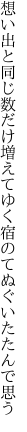 想い出と同じ数だけ増えてゆく 宿のてぬぐいたたんで思う