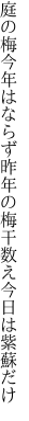 庭の梅今年はならず昨年の 梅干数え今日は紫蘇だけ