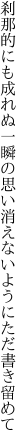 刹那的にも成れぬ一瞬の思い 消えないようにただ書き留めて