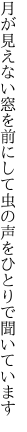 月が見えない窓を前にして 虫の声をひとりで聞いています