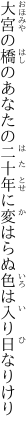 大宮の橋のあなたの二十年に 変はらぬ色は入り日なりけり