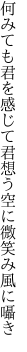 何みても君を感じて君想う 空に微笑み風に囁き