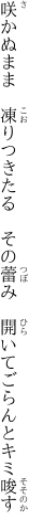 咲かぬまま 凍りつきたる その蕾み  開いてごらんとキミ唆す