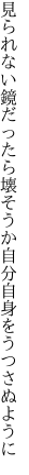 見られない鏡だったら壊そうか 自分自身をうつさぬように