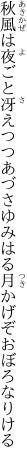 秋風は夜ごと冴えつつあづさゆみ はる月かげぞおぼろなりける