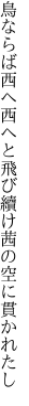 鳥ならば西へ西へと飛び續け 茜の空に貫かれたし