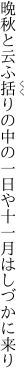 晩秋と云ふ括りの中の一日や 十一月はしづかに来り