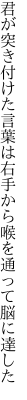 君が突き付けた言葉は右手から 喉を通って脳に達した