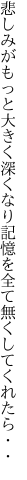 悲しみがもっと大きく深くなり 記憶を全て無くしてくれたら・・