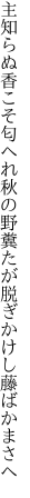 主知らぬ香こそ匂へれ秋の野糞 たが脱ぎかけし藤ばかまさへ