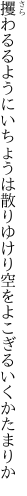 攫わるるようにいちょうは散りゆけり 空をよこぎるいくかたまりか