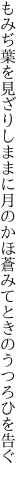 もみぢ葉を見ざりしままに月のかほ 蒼みてときのうつろひを告ぐ