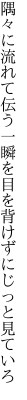 隅々に流れて伝う一瞬を 目を背けずにじっと見ていろ