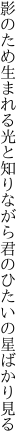 影のため生まれる光と知りながら 君のひたいの星ばかり見る