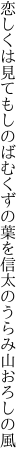 恋しくは見てもしのばむくずの葉を 信太のうらみ山おろしの風