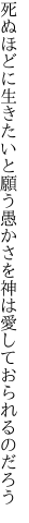 死ぬほどに生きたいと願う愚かさを 神は愛しておられるのだろう