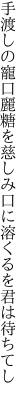 手渡しの寵口麗糖を慈しみ 口に溶くるを君は待ちてし