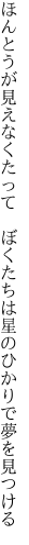 ほんとうが見えなくたって　ぼくたちは 星のひかりで夢を見つける