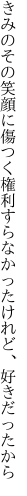きみのその笑顔に傷つく権利すら なかったけれど、好きだったから