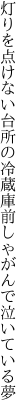 灯りを点けない台所の冷蔵庫前 しゃがんで泣いている夢