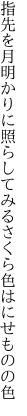 指先を月明かりに照らしてみる さくら色はにせものの色