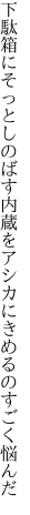 下駄箱にそっとしのばす内蔵を アシカにきめるのすごく悩んだ