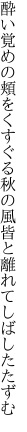 酔い覚めの頬をくすぐる秋の風 皆と離れてしばしたたずむ