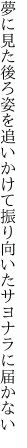 夢に見た後ろ姿を追いかけて 振り向いたサヨナラに届かない