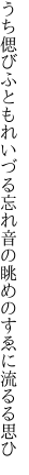 うち偲びふともれいづる忘れ音の 眺めのすゑに流るる思ひ