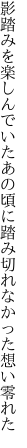 影踏みを楽しんでいたあの頃に 踏み切れなかった想い零れた