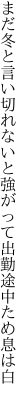 まだ冬と言い切れないと強がって 出勤途中ため息は白