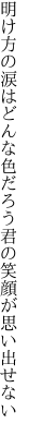 明け方の涙はどんな色だろう 君の笑顔が思い出せない