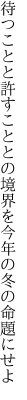 待つことと許すこととの境界を 今年の冬の命題にせよ