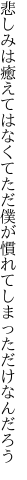 悲しみは癒えてはなくてただ僕が 慣れてしまっただけなんだろう