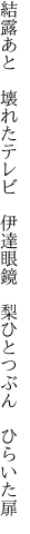 結露あと 壊れたテレビ 伊達眼鏡  梨ひとつぶん ひらいた扉