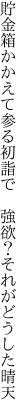 貯金箱かかえて参る初詣で  強欲？それがどうした晴天