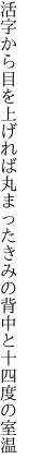 活字から目を上げれば丸まった きみの背中と十四度の室温