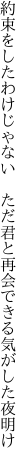 約束をしたわけじゃない　ただ君と 再会できる気がした夜明け