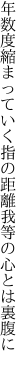 年数度縮まっていく指の距離 我等の心とは裏腹に