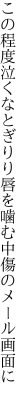 この程度泣くなとぎりり唇を 噛む中傷のメール画面に