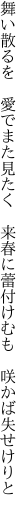 舞い散るを　愛でまた見たく　来春に 蕾付けむも　咲かば失せけりと