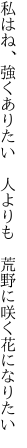 私はね、強くありたい 人よりも  荒野に咲く花になりたい
