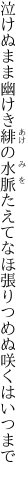 泣けぬまま幽けき緋の水脈たえて なほ張りつめぬ咲くはいつまで