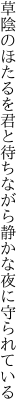 草陰のほたるを君と待ちながら 静かな夜に守られている