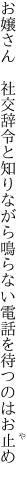 お嬢さん　社交辞令と知りながら 鳴らない電話を待つのはお止め