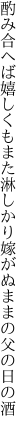 酌み合へば嬉しくもまた淋しかり 嫁がぬままの父の日の酒