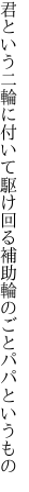 君という二輪に付いて駆け回る 補助輪のごとパパというもの